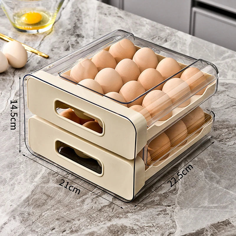 Stackable Egg Organizer Drawer for Refrigerators | Clear Storage Holder