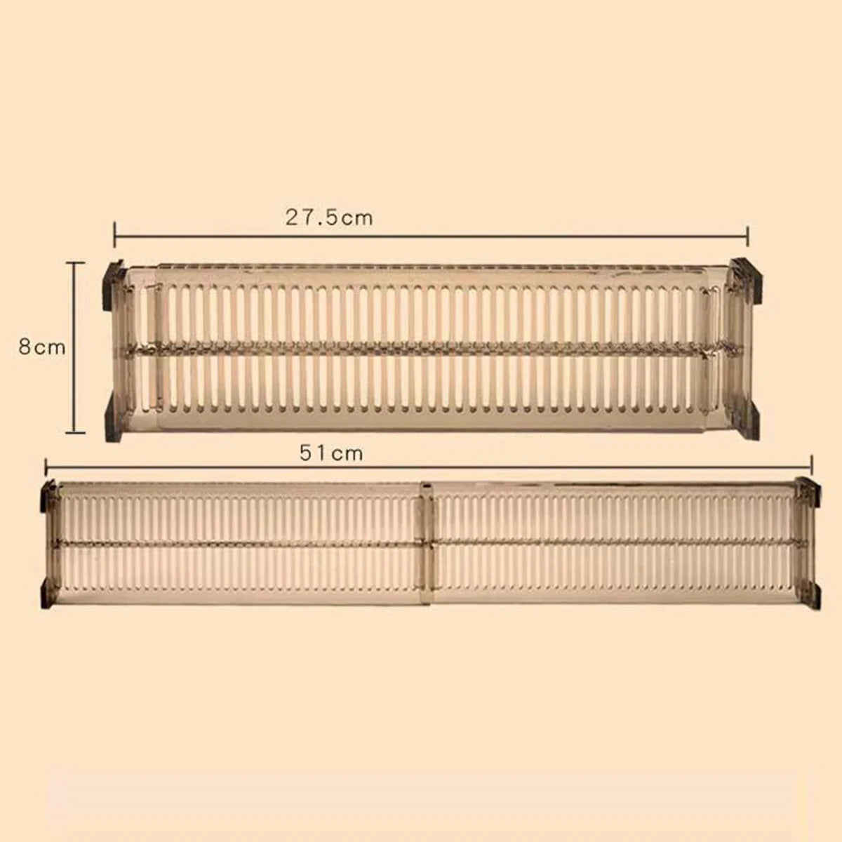 Adjustable Expandable Drawer Dividers | Clear & Metal Organizer (27.5-51cm) for Home, Kitchen & Office