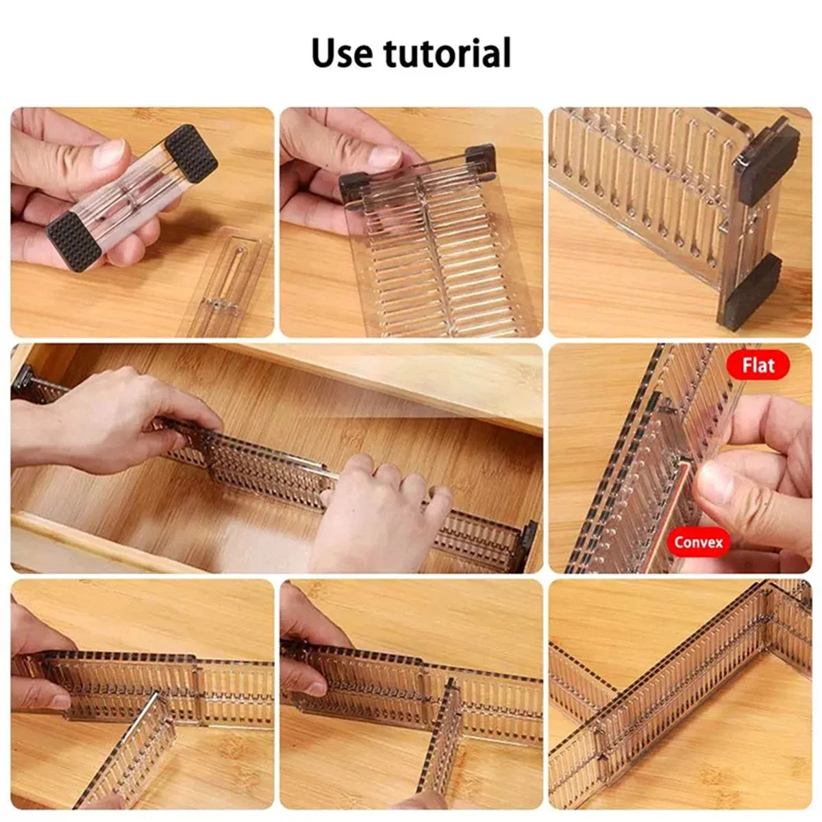 Adjustable Expandable Drawer Dividers | Clear & Metal Organizer (27.5-51cm) for Home, Kitchen & Office