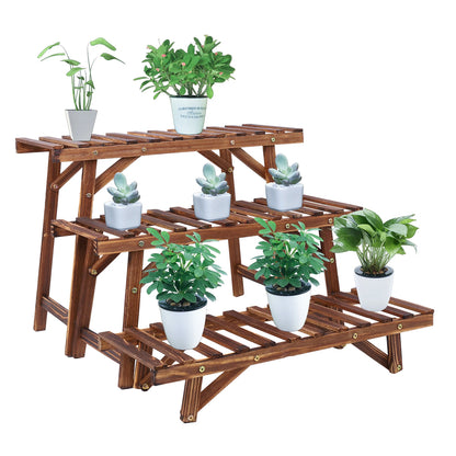 3-Tier Wooden Plant Stand with Shelves – Freestanding Indoor & Outdoor Display Rack