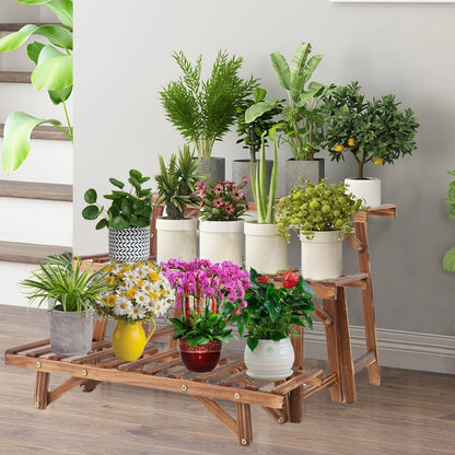 3-Tier Wooden Plant Stand with Shelves – Freestanding Indoor & Outdoor Display Rack