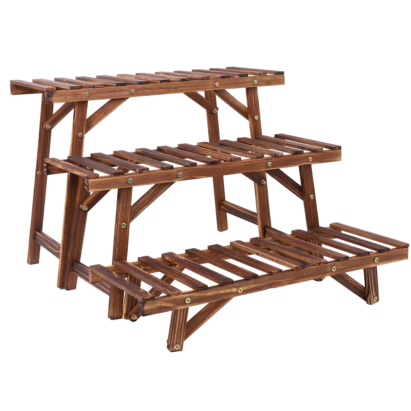 3-Tier Wooden Plant Stand with Shelves – Freestanding Indoor & Outdoor Display Rack