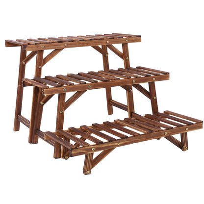3-Tier Wooden Plant Stand with Shelves – Freestanding Indoor & Outdoor Display Rack