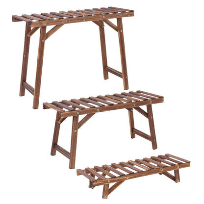 3-Tier Wooden Plant Stand with Shelves – Freestanding Indoor & Outdoor Display Rack
