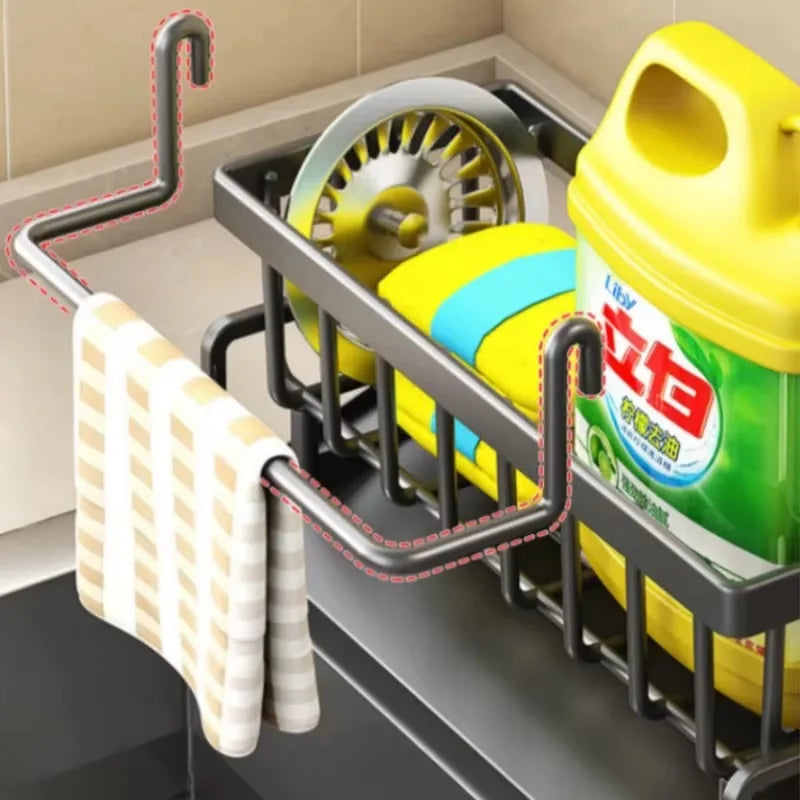 Multi-functional Kitchen Sink Caddy & Drainer | Dish Soap Sponge Faucet Organizer