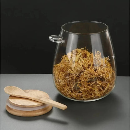 Airtight Glass Food Storage Jar with Bamboo Lid – Coffee, Sugar & Tea Canister