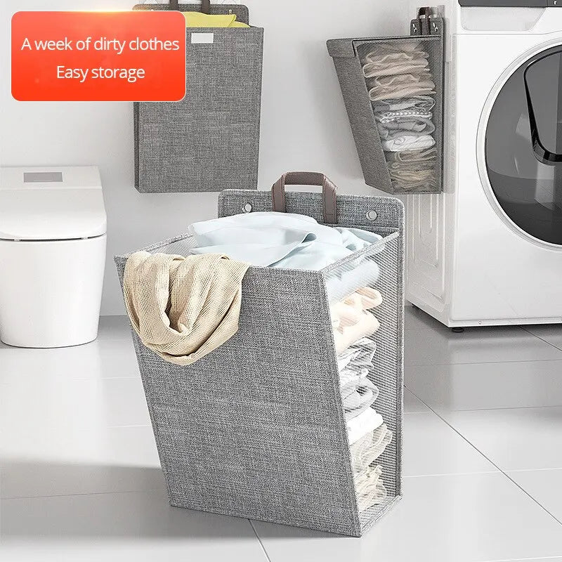 Foldable Wall-Mounted Laundry Hamper | Space-Saving Mesh Basket