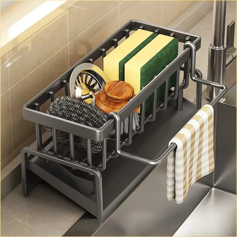 Multi-functional Kitchen Sink Caddy & Drainer | Dish Soap Sponge Faucet Organizer