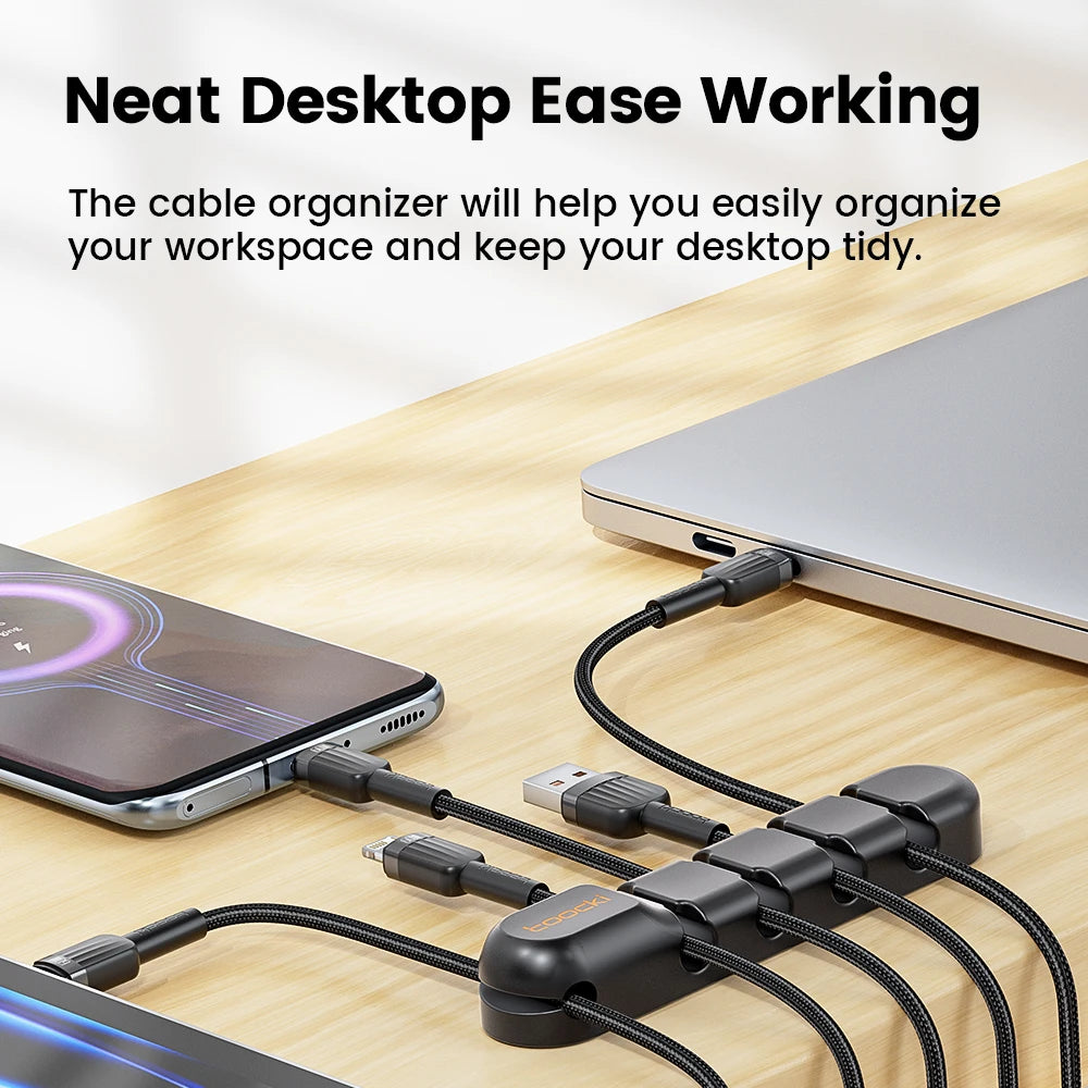Adhesive Cable Organizer Clips | Desktop Cord & Wire Holder