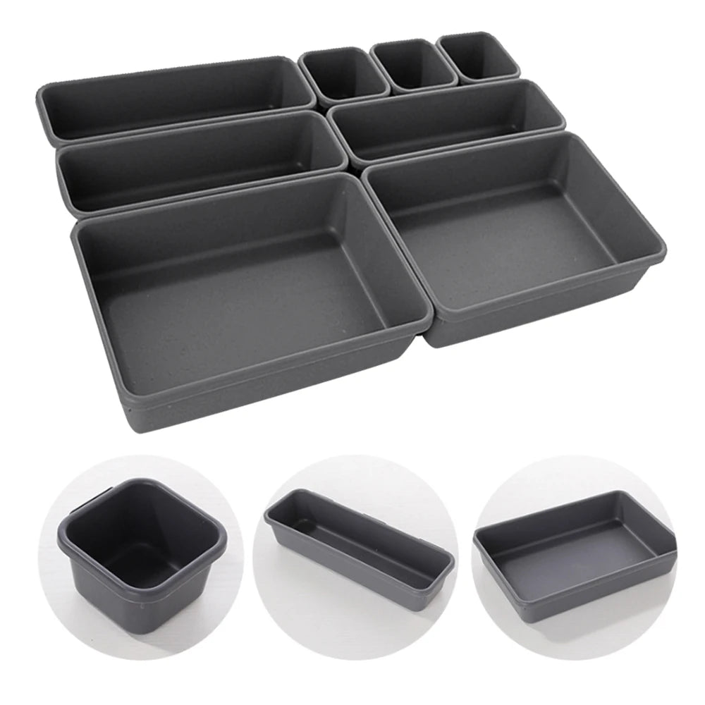 8-Piece Adjustable Drawer Organizing Bins & Trays | Versatile Storage Set for Home & Office
