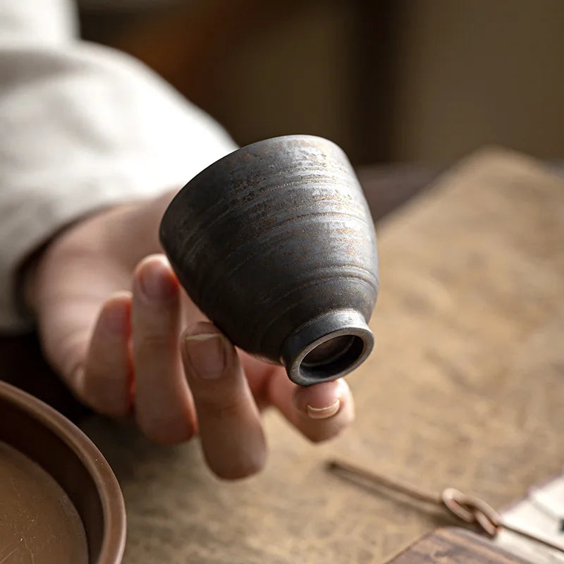 Handmade Ceramic Tea Cup – Gilded Glaze Kung Fu Style Teaware