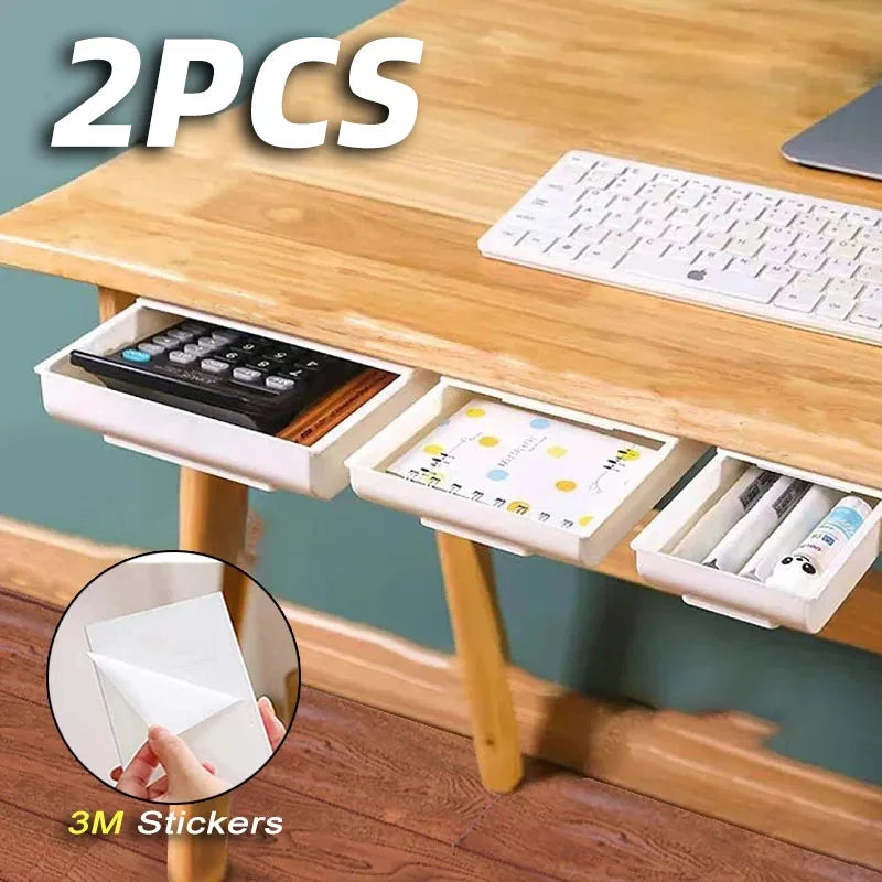 Self-Adhesive Hidden Under-Desk Drawer | Space-Saving Desktop Organize