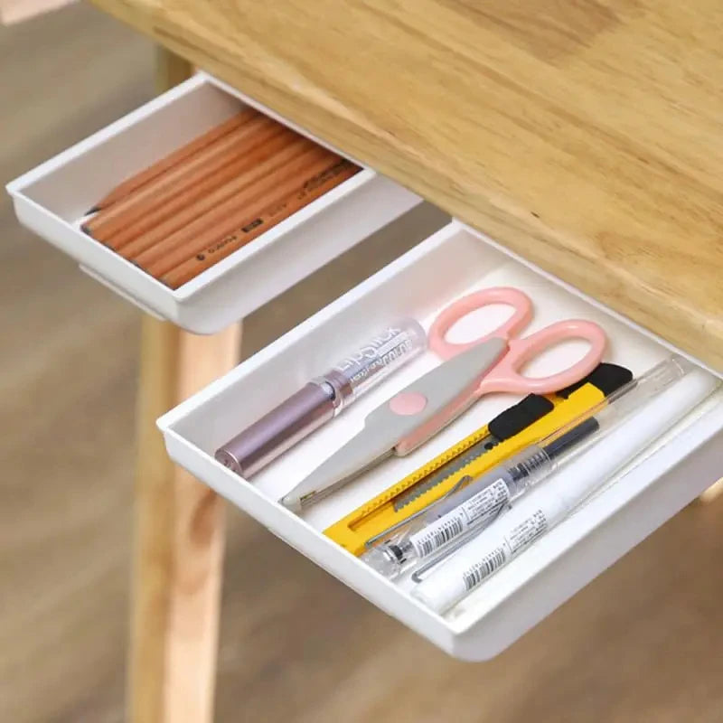 Self-Adhesive Hidden Under-Desk Drawer | Space-Saving Desktop Organize
