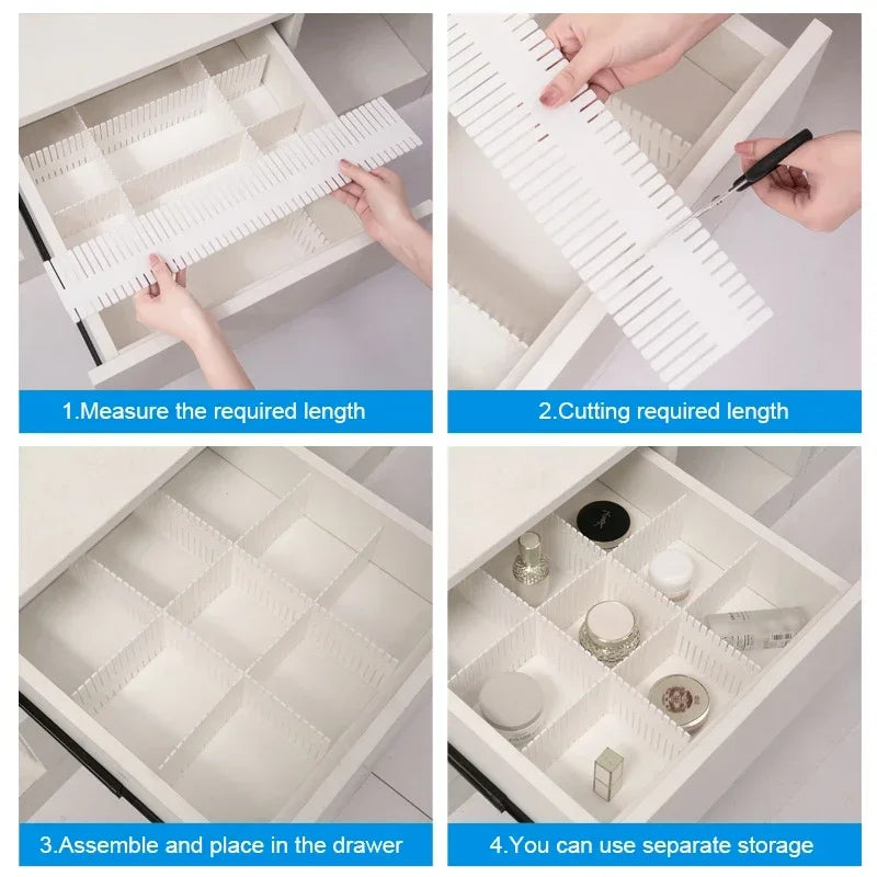 Adjustable DIY Drawer Dividers | Plastic Interlocking Partitions for Clothes & Accessories