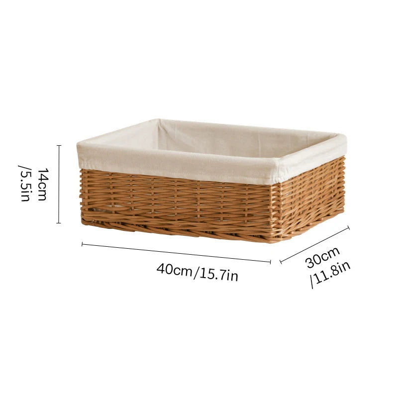Woven Storage Baskets with Linen Liners | Natural Organizer Bins