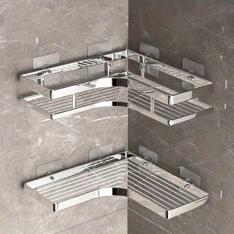 Stainless Steel Corner Shower Caddy | No-Drill Bathroom Organizer Shelf