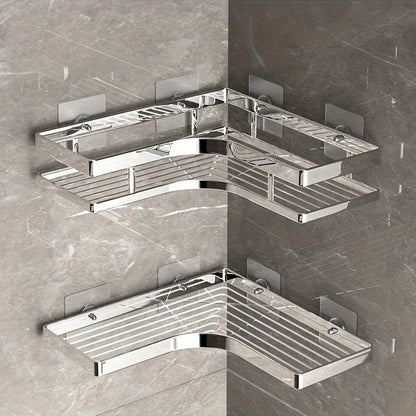 Stainless Steel Corner Shower Caddy | No-Drill Bathroom Organizer Shelf