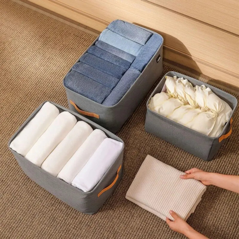 Foldable Fabric Storage Bins with Steel Frame | Stackable Closet Organizers