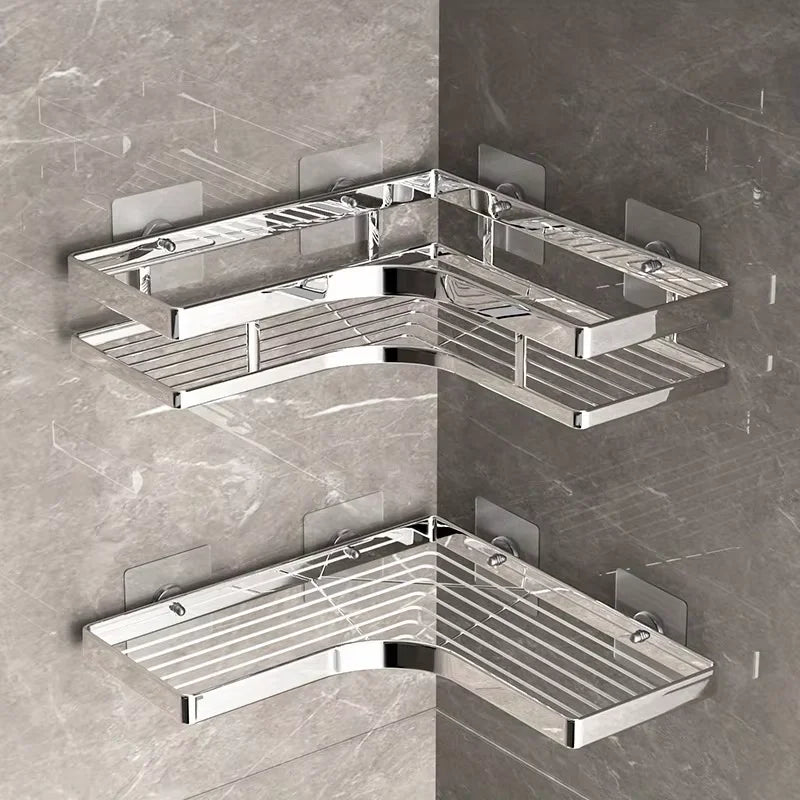 Stainless Steel Corner Shower Caddy | No-Drill Bathroom Organizer Shelf
