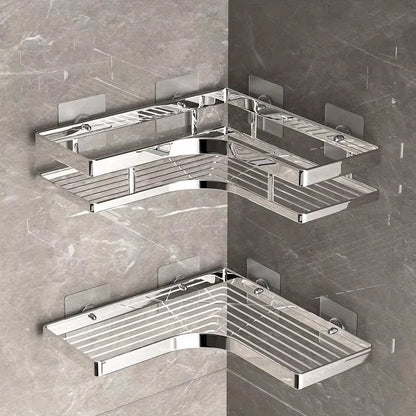 Stainless Steel Corner Shower Caddy | No-Drill Bathroom Organizer Shelf