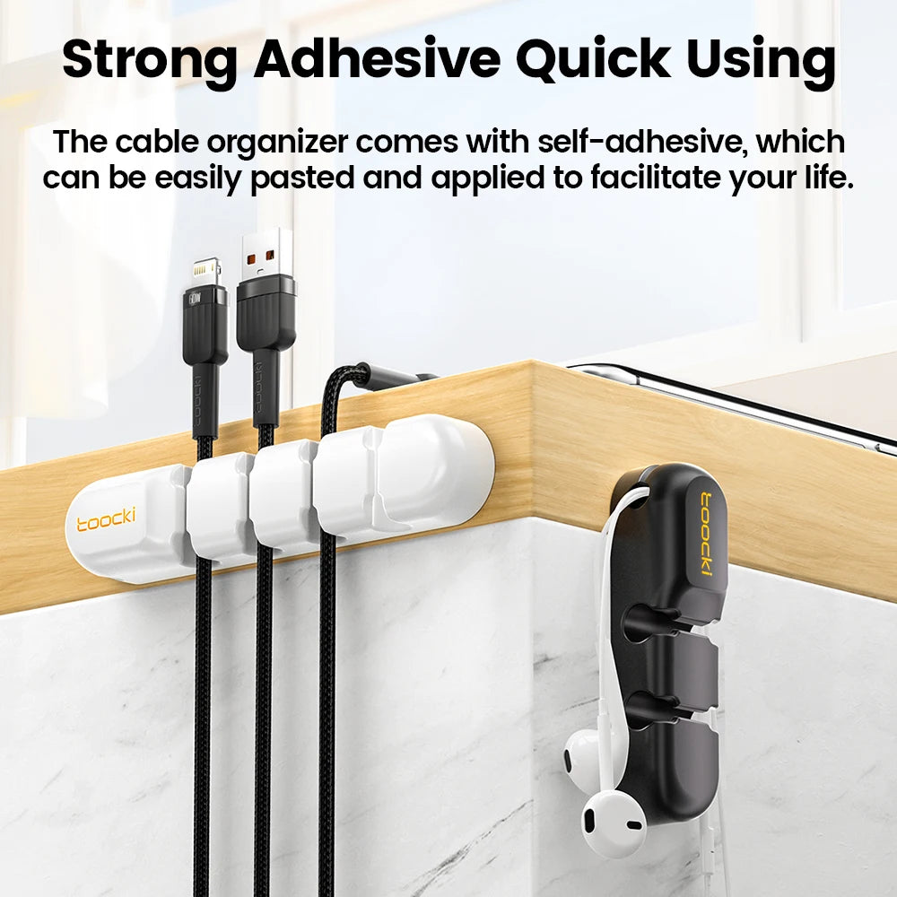 Adhesive Cable Organizer Clips | Desktop Cord & Wire Holder