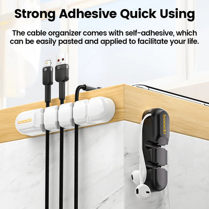 Adhesive Cable Organizer Clips | Desktop Cord & Wire Holder