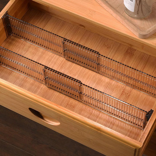 Adjustable Expandable Drawer Dividers | Clear & Metal Organizer (27.5-51cm) for Home, Kitchen & Office