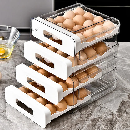 Stackable Egg Organizer Drawer for Refrigerators | Clear Storage Holder
