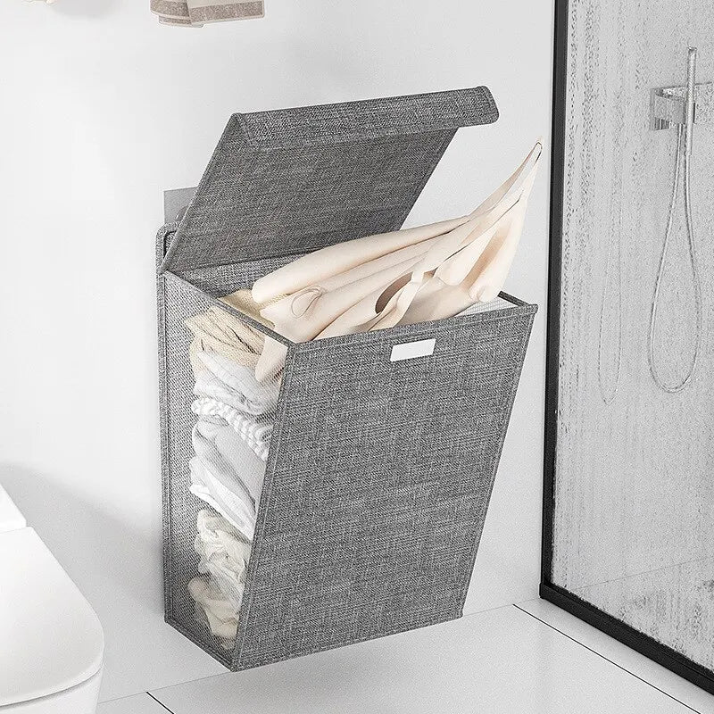 Foldable Wall-Mounted Laundry Hamper | Space-Saving Mesh Basket