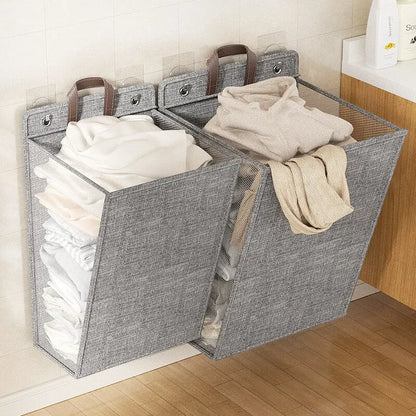 Foldable Wall-Mounted Laundry Hamper | Space-Saving Mesh Basket