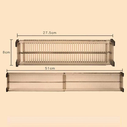 Adjustable Expandable Drawer Dividers | Clear & Metal Organizer (27.5-51cm) for Home, Kitchen & Office