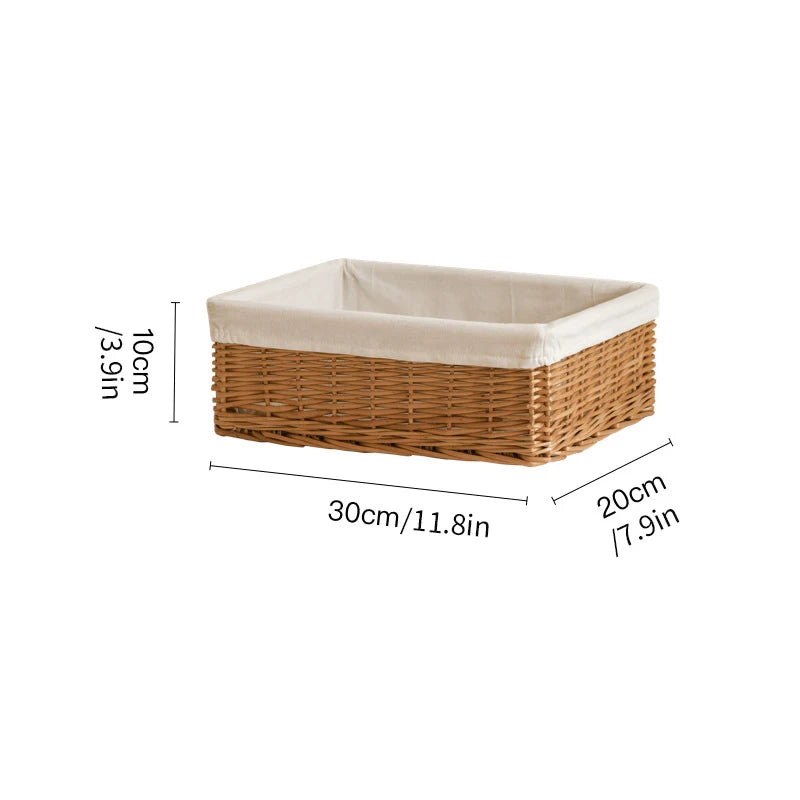 Woven Storage Baskets with Linen Liners | Natural Organizer Bins