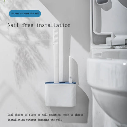 Modern Silicone Toilet Brush with Wall-Mounted Holder | Hygienic Cleaning Set