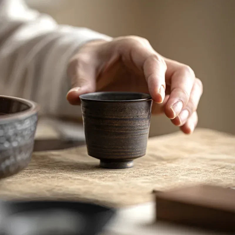 Handmade Ceramic Tea Cup – Gilded Glaze Kung Fu Style Teaware