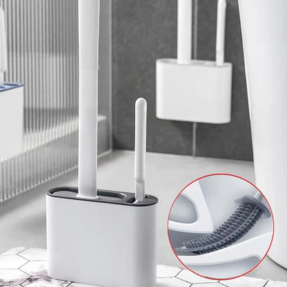 Modern Silicone Toilet Brush with Wall-Mounted Holder | Hygienic Cleaning Set