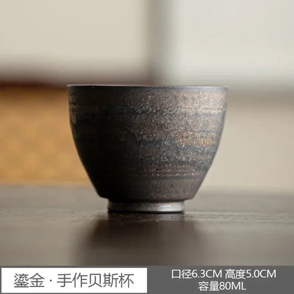 Handmade Ceramic Tea Cup – Gilded Glaze Kung Fu Style Teaware