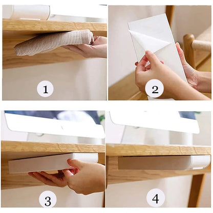 Self-Adhesive Hidden Under-Desk Drawer | Space-Saving Desktop Organize