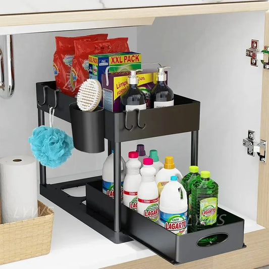 Under Sink Organizer with Sliding Drawers | Multi-Purpose Kitchen & Bathroom Storage Rack