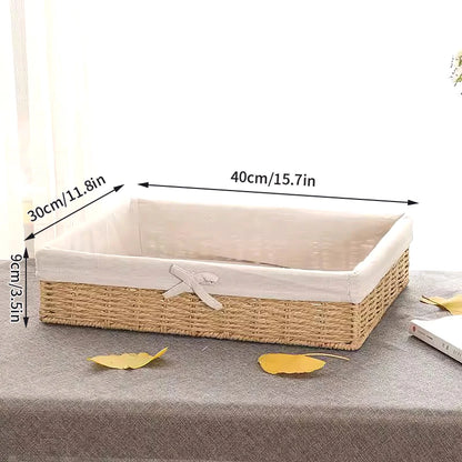 Woven Storage Baskets with Linen Liners | Natural Organizer Bins