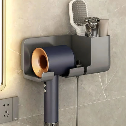 No-Drill Hair Dryer Holder & Bathroom Caddy | Wall-Mounted Organizer