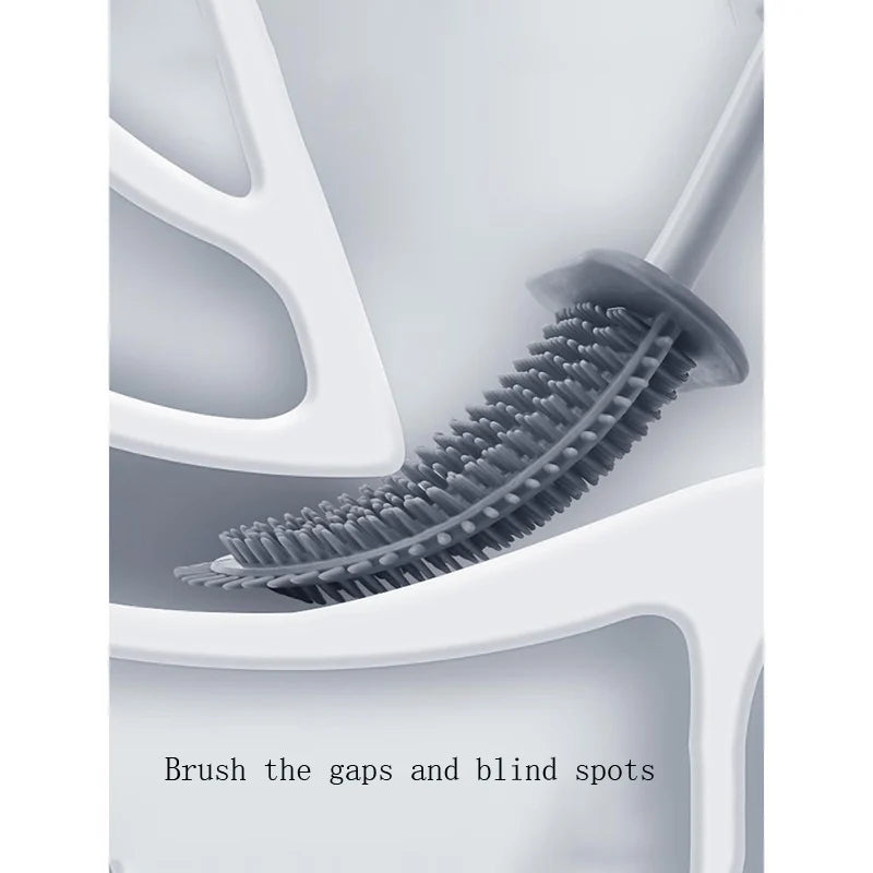 Modern Silicone Toilet Brush with Wall-Mounted Holder | Hygienic Cleaning Set