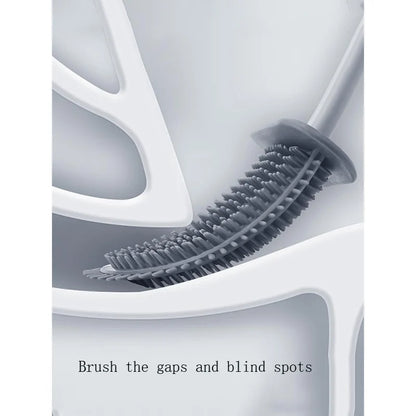 Modern Silicone Toilet Brush with Wall-Mounted Holder | Hygienic Cleaning Set
