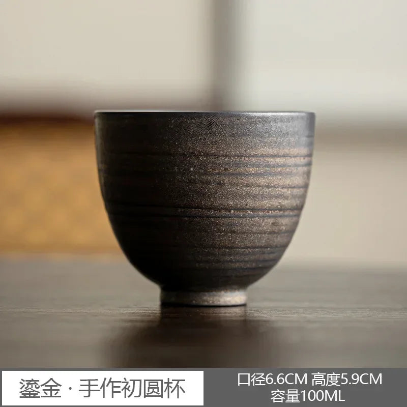 Handmade Ceramic Tea Cup – Gilded Glaze Kung Fu Style Teaware