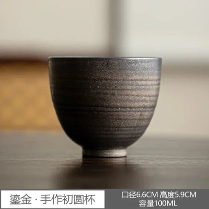 Handmade Ceramic Tea Cup – Gilded Glaze Kung Fu Style Teaware