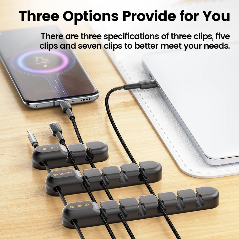 Adhesive Cable Organizer Clips | Desktop Cord & Wire Holder