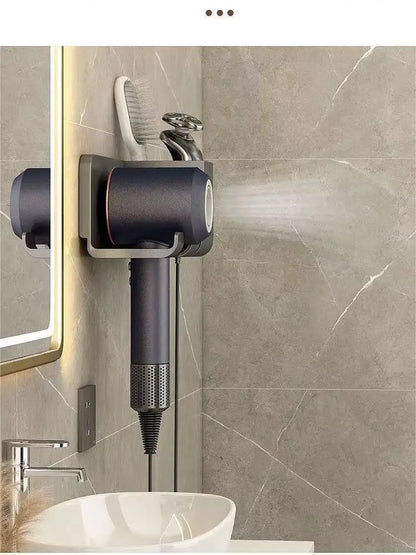 No-Drill Hair Dryer Holder & Bathroom Caddy | Wall-Mounted Organizer