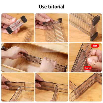 Adjustable Expandable Drawer Dividers | Clear & Metal Organizer (27.5-51cm) for Home, Kitchen & Office