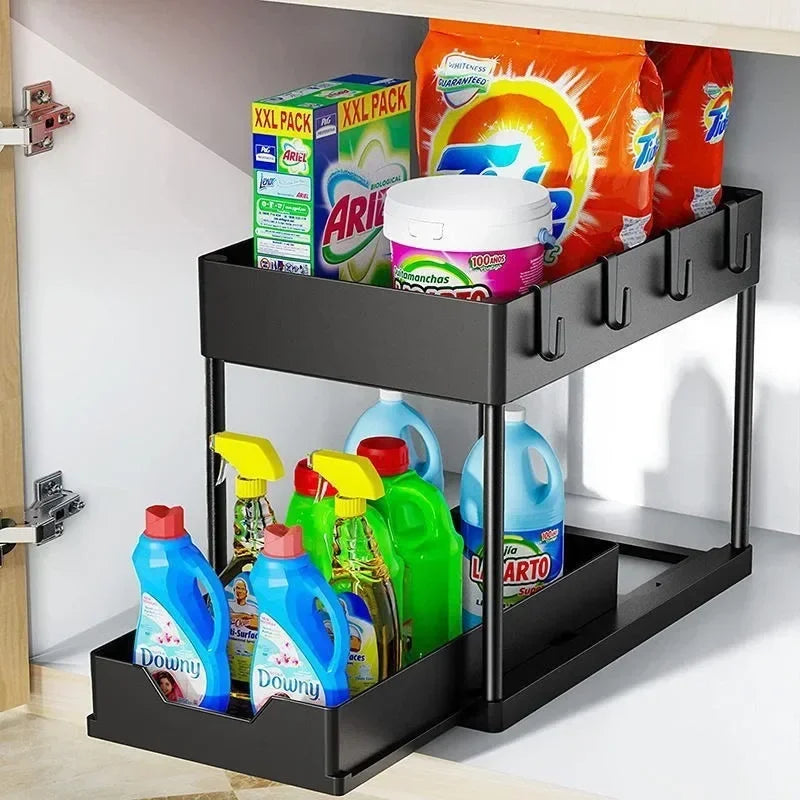 Under Sink Organizer with Sliding Drawers | Multi-Purpose Kitchen & Bathroom Storage Rack
