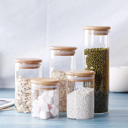 Airtight Glass Canisters with Bamboo Lids | Modern Pantry Storage Jars