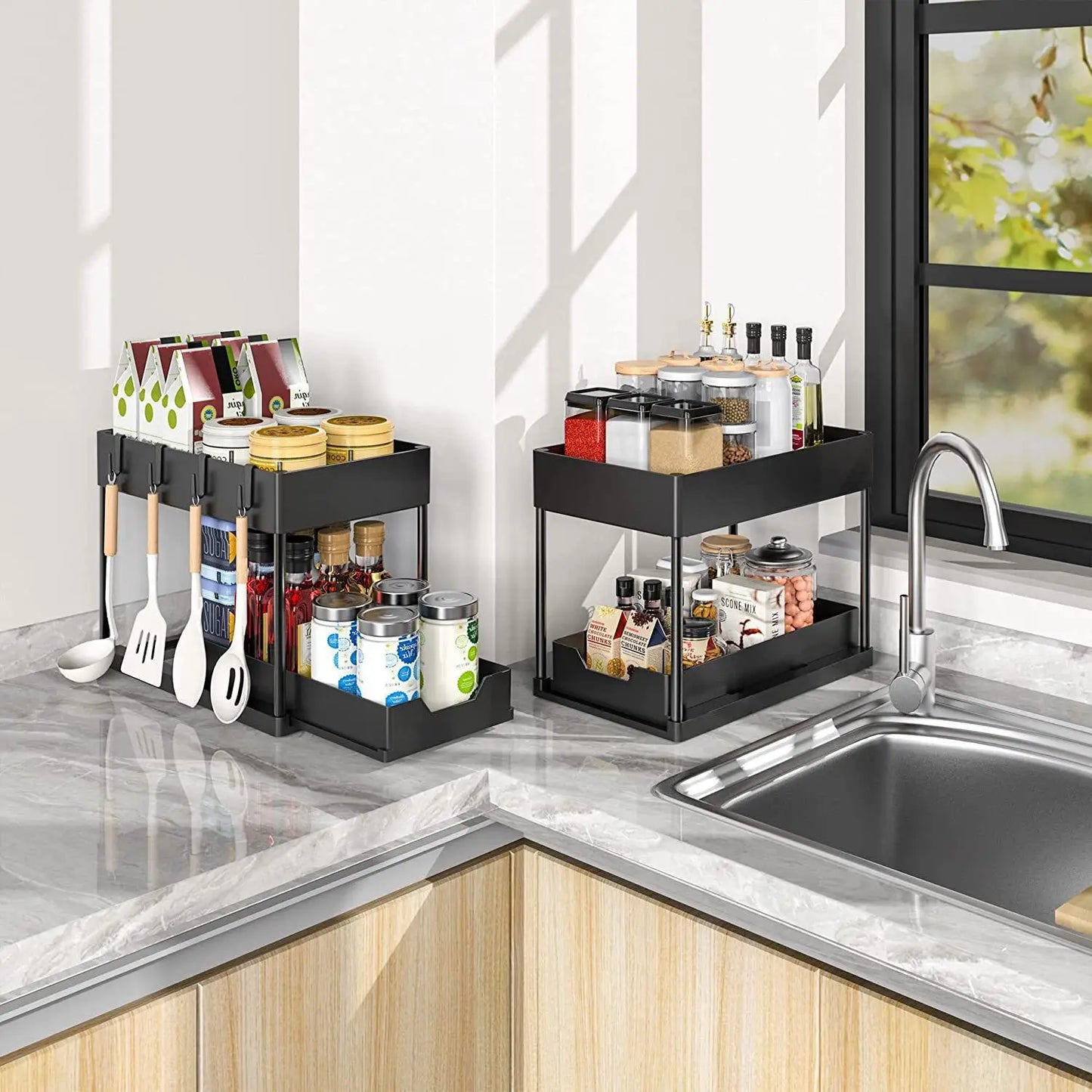 Under Sink Organizer with Sliding Drawers | Multi-Purpose Kitchen & Bathroom Storage Rack